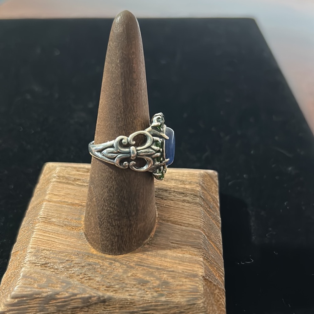 NWOT Carolyn Pollack Sterling Silver Natural Kyanite Chrome Diopside Ring Boho - Picture 3 of 5